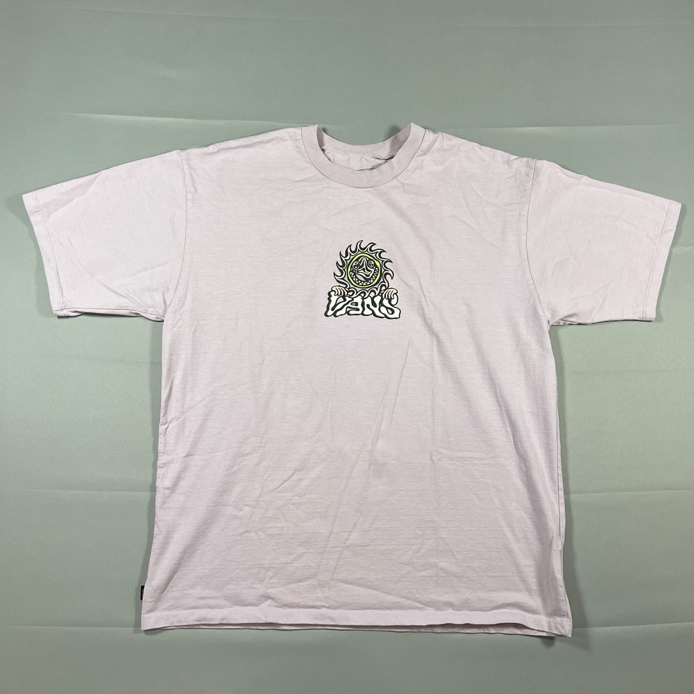 Vans Off The Wall T Shirt Mens Large Lavender Graphic Print Loose Skateboarding